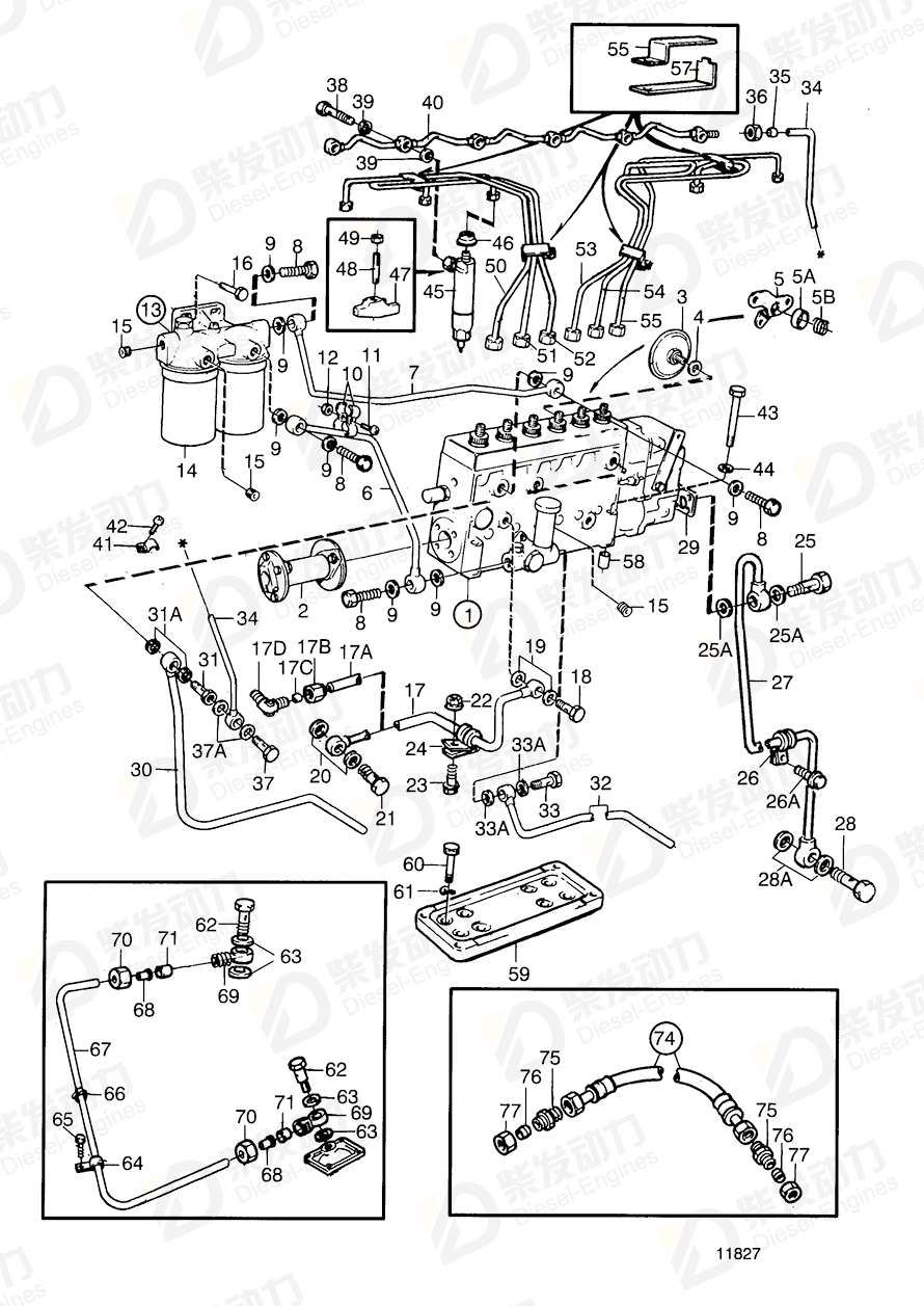 VOLVO Injection pump 848893 Drawing VOLVO Injection pump 848893 Drawing